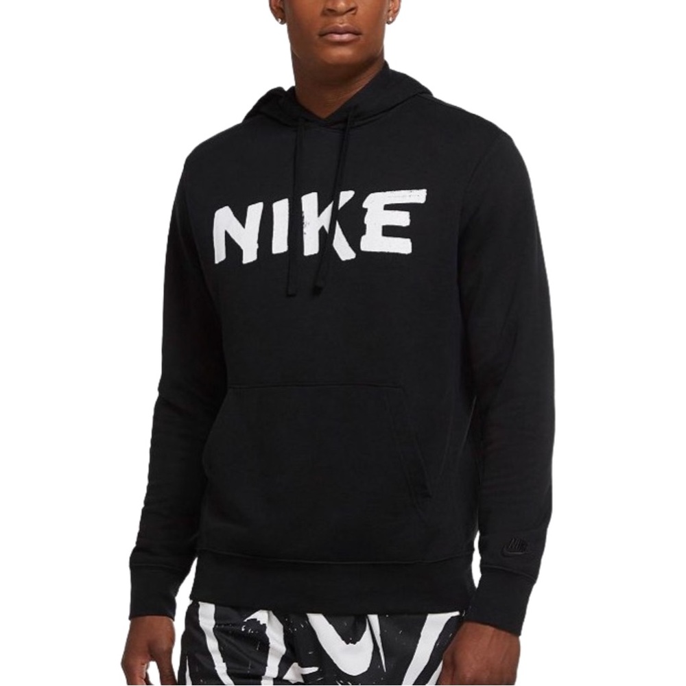 Nike Sportswear Club Fleece Black White Pullover Hoodie Large Sweatshirt Hooded